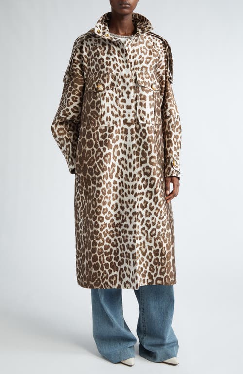 Shop Zimmermann Illustration Leopard Print Twill Trench Coat In Chocolate Leopard