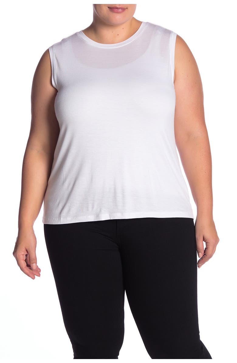 HALOGEN Crew Neck Keyhole Tank Top, Main, color, WHITE