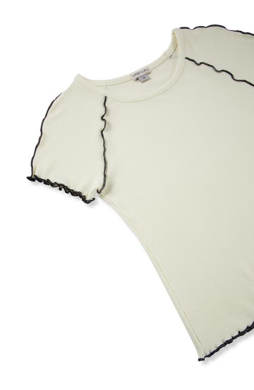 Shop Habitual Kids Kids' Lettuce Edge Rib T-shirt In Off-white