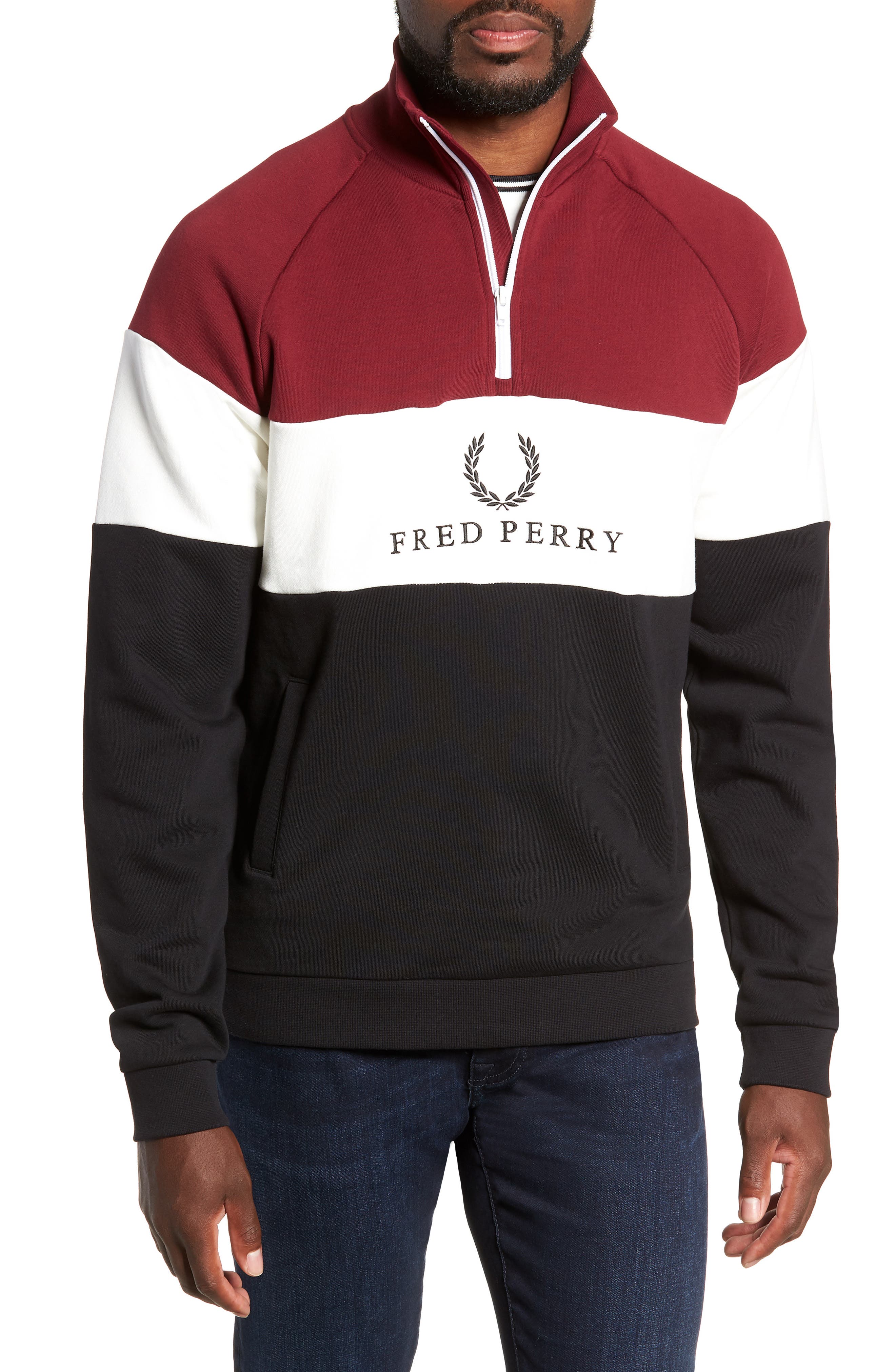 fred perry quarter zip sweatshirt