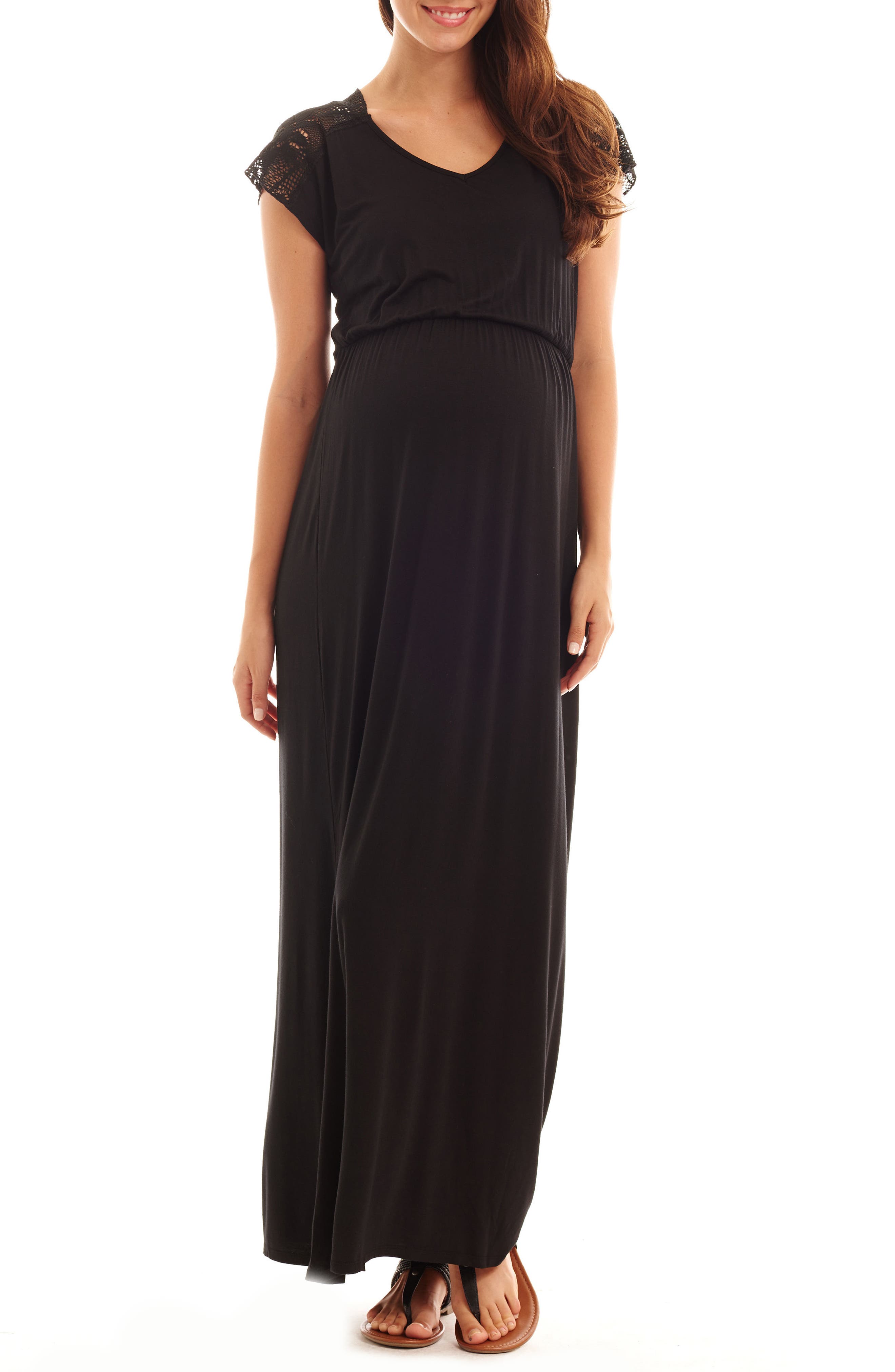 Everly Grey Margaret Maternity/nursing Maxi Dress, Black