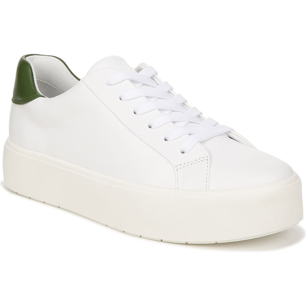 Shop Vince Benfield Leather Platform Sneaker In White/palmleaf