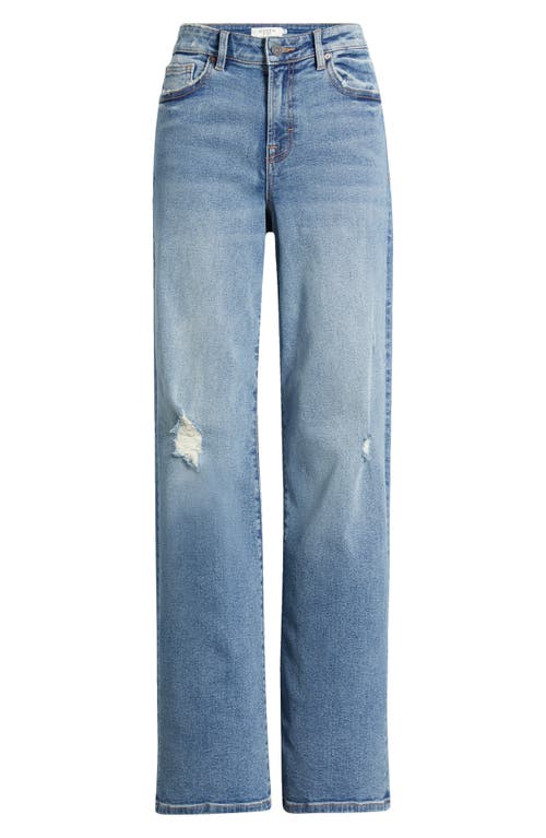 Hidden Jeans Grinded Distressed High Waist Straight Leg Dad Jeans In Medium Wash