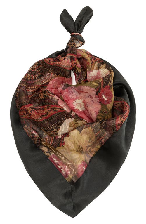 Shop Lauren Ralph Lauren Floral Paisley Silk Square Scarf In Black