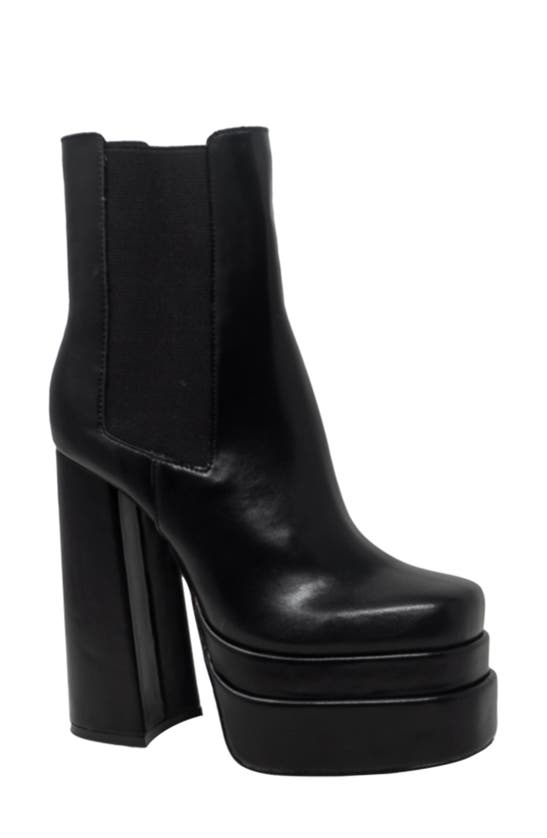Chase & Chloe Double Platform Chunky Boot In Black Pu