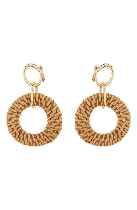 Straw Wrapped Hoop Earrings