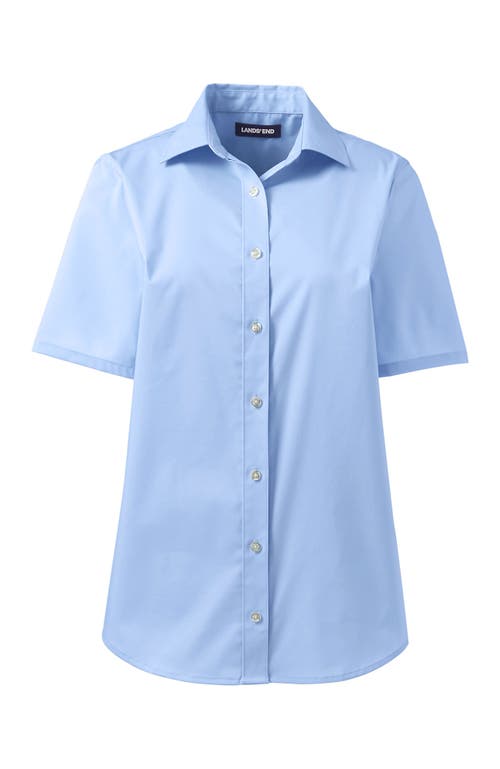 Lands' End School Uniform  No Gape Short Sleeve Stretch Shirt In Light Sea Blue