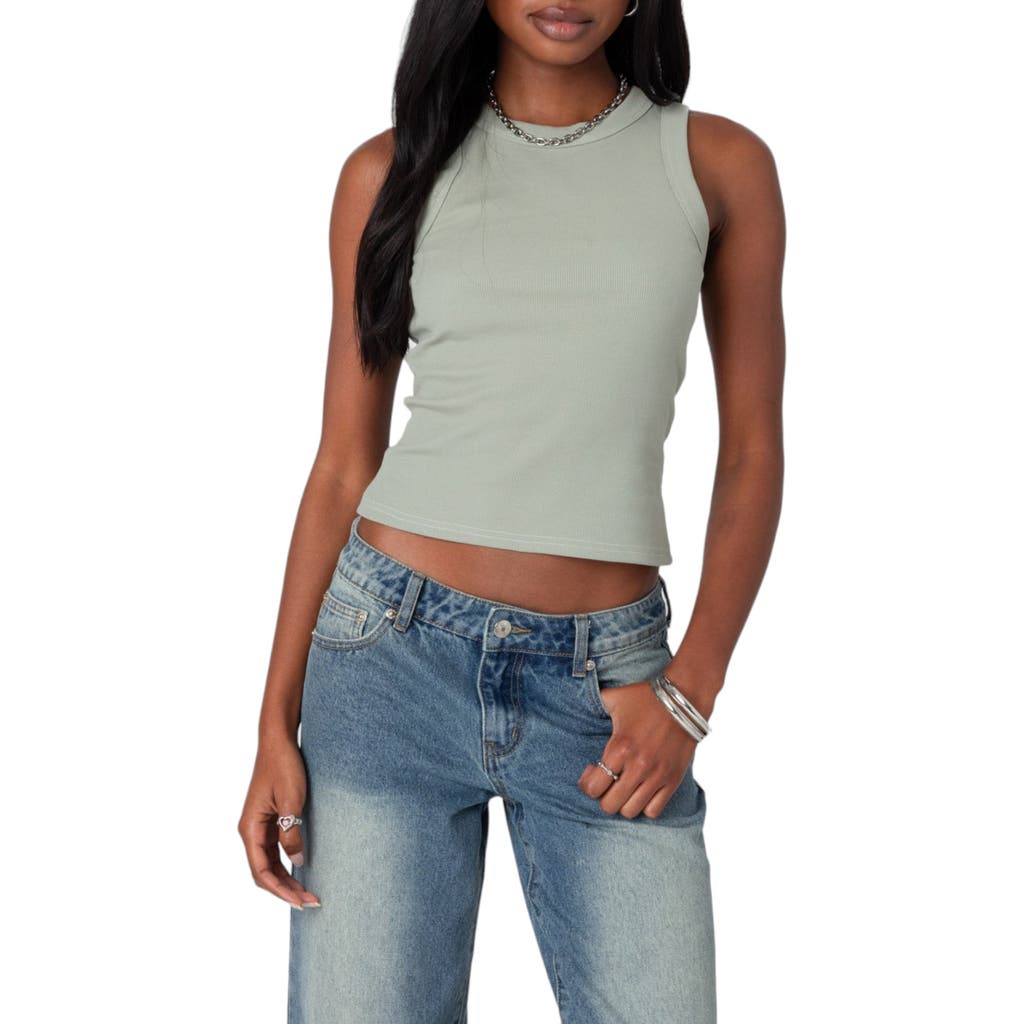 Edikted Standard Ribbed Tank Top In Sage