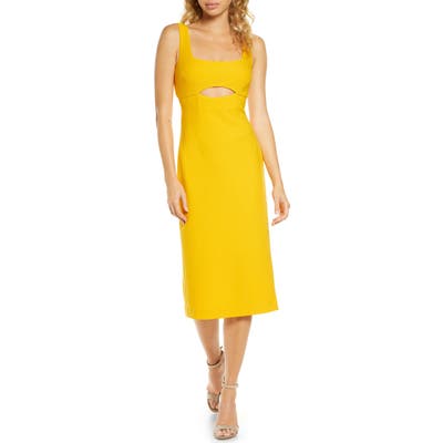 Finders Keepers Nadia Cutout Midi Dress, Yellow