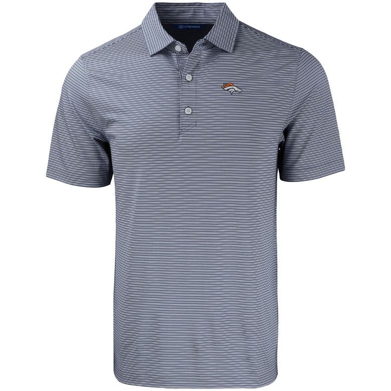 Shop Cutter & Buck Navy/white Denver Broncos  Forge Eco Double Stripe Stretch Recycled Polo