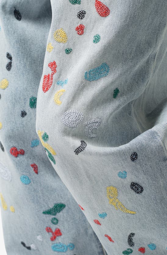 Mnml Ultra Baggy Paint Stitched Jeans In Light Blue