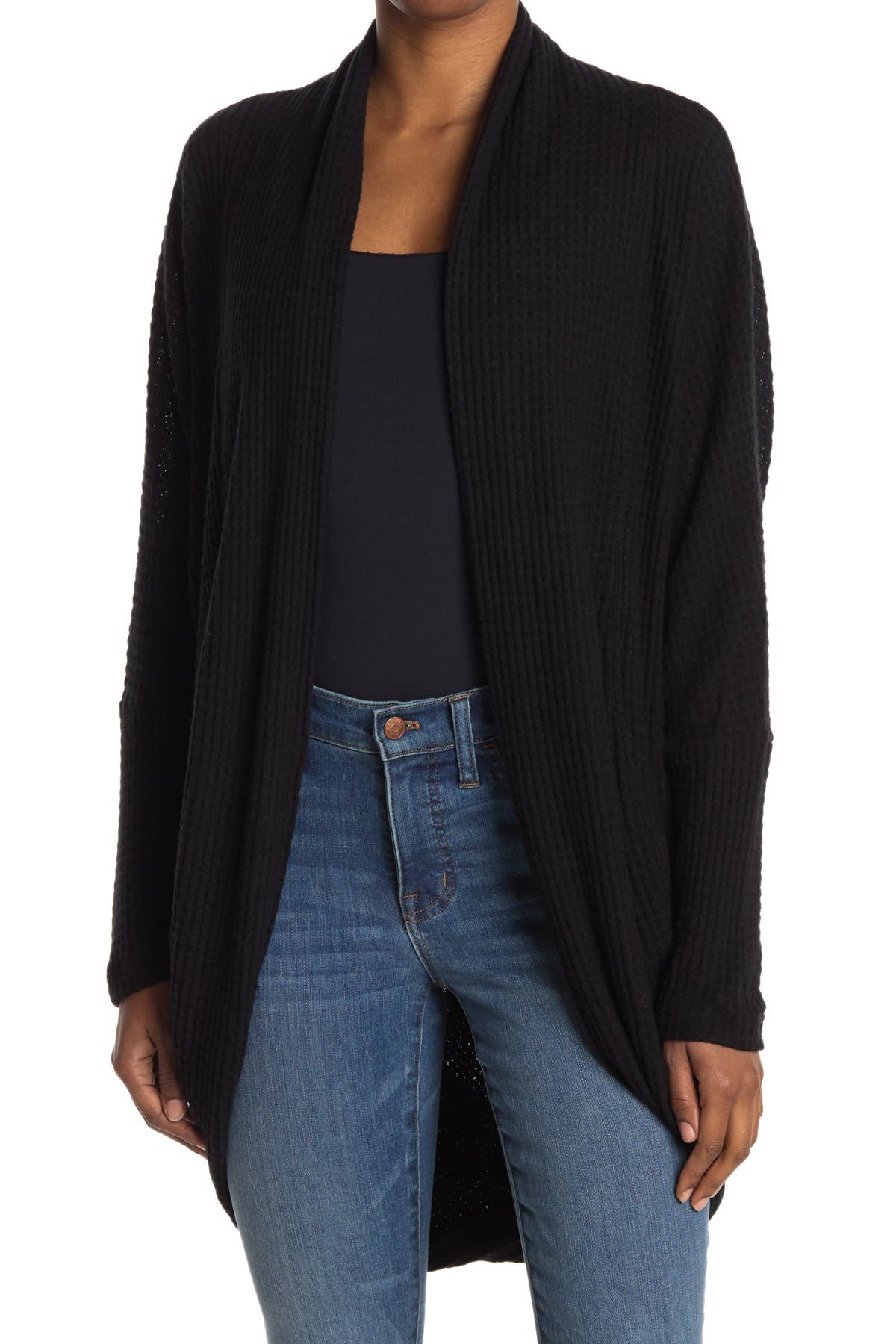 waffle knit cocoon cardigan