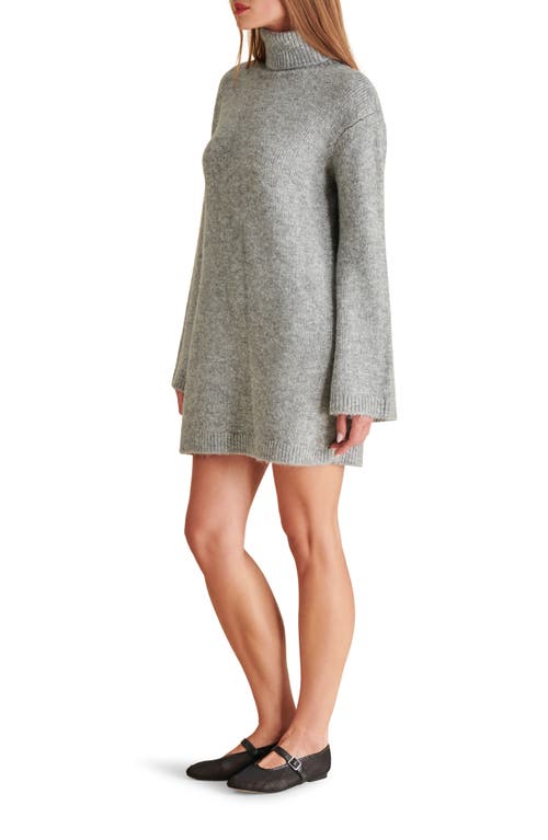 Shop Steve Madden Abbie Long Sleeve Mini Sweater Dress In Heather Grey