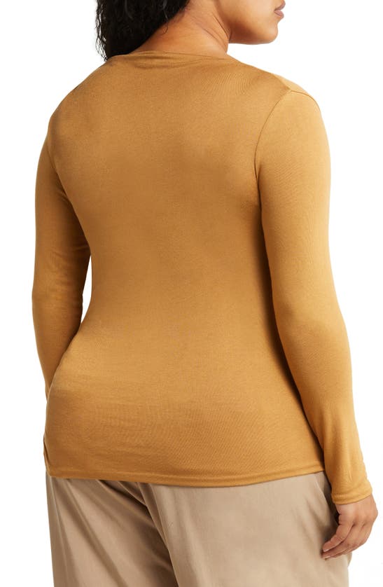 Vince Double Layer Long Sleeve Top In Honey