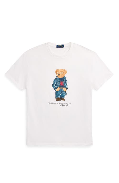 Shop Polo Ralph Lauren Polo Bear Graphic T-shirt In F24 White Denim Bear