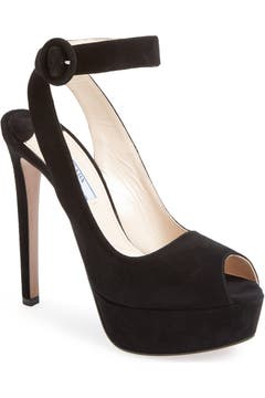 Prada Ankle Strap Suede Platform Sandal (Women) | Nordstrom