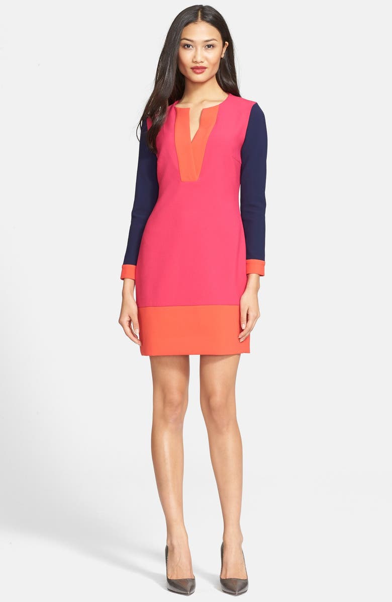 DIANE VON FURSTENBERG 'Millie' Colorblock Sheath Dress, Main, color, FUSCHIA/ TANGO