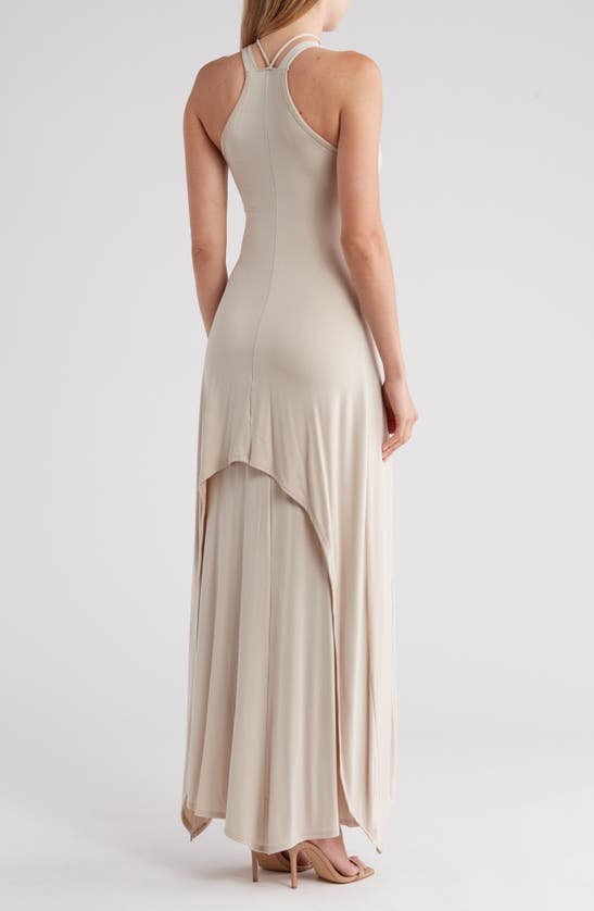 Go Couture Choker Neck Midi Sundress In Sand