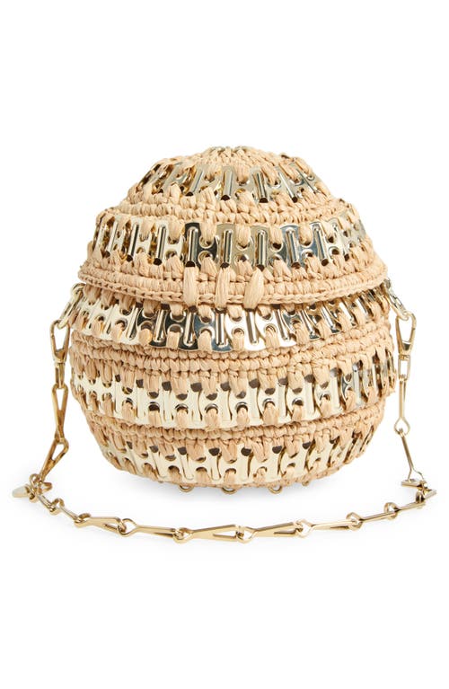 Shop Rabanne 1969 Ball Raffia Shoulder Bag In Natural/light Gold