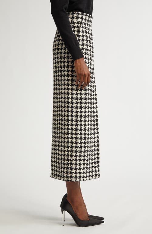 Shop Dolce & Gabbana Dolce&gabbana Macro Houndstooth Long Wool & Cotton Skirt In Quadri-check-tartan