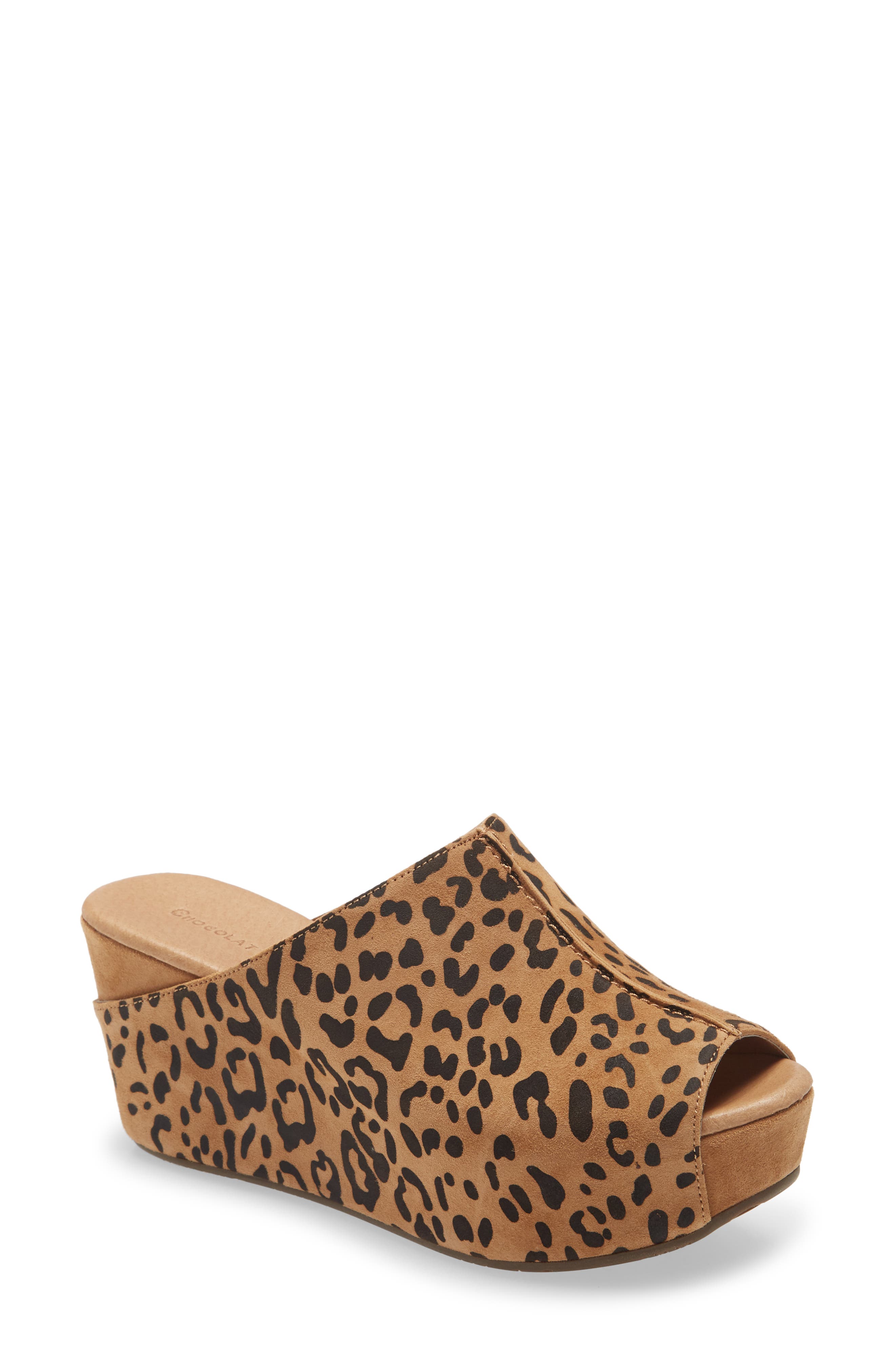 leopard print wedge sandals