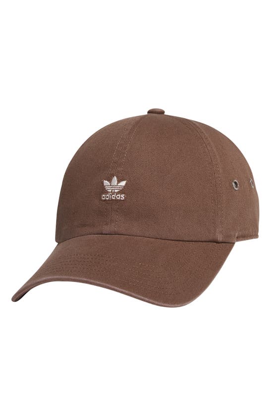 Adidas Originals Relaxed Cotton Baseball Cap In Earth Brown/ White