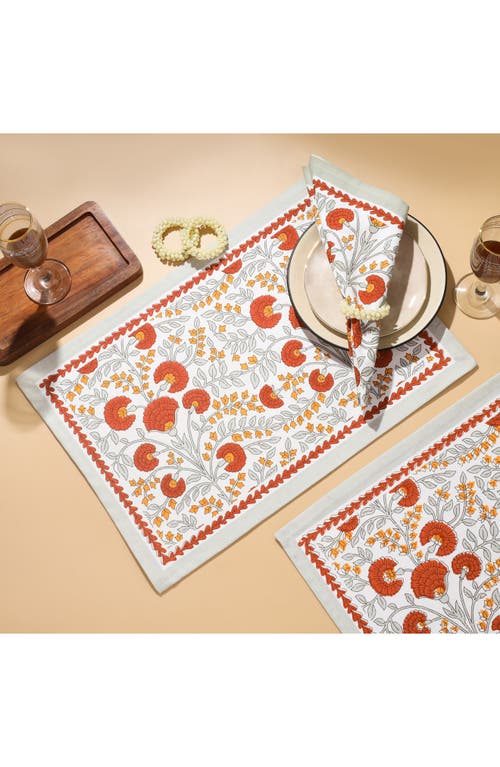 Tiramisu Scarlet Set Of 4 Placemats In Red/grey