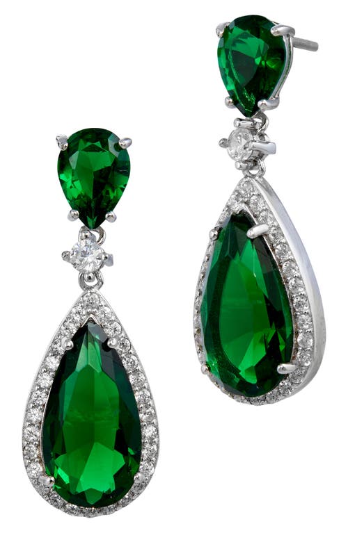 Gemstone Double Drop Earrings in Green