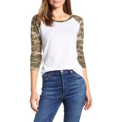 Caslon Lightweight Colorblock Cotton Tee, White