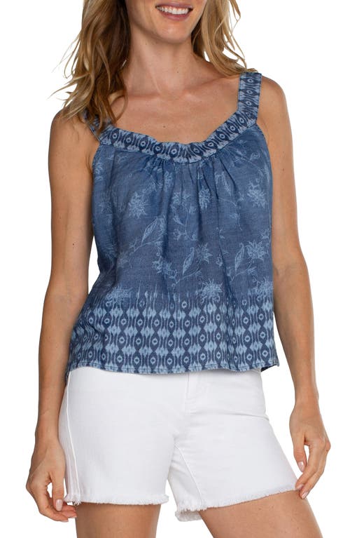 Liverpool Los Angeles Floral Print Sleeveless Top Indigo at Nordstrom,