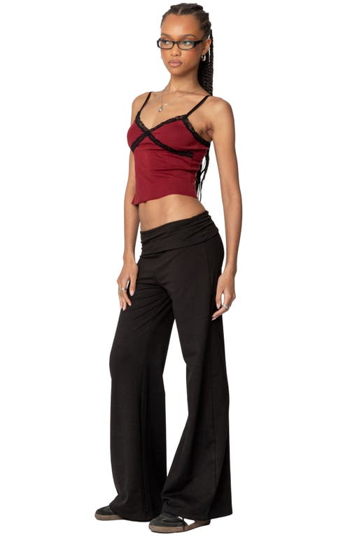 Shop Edikted Lena Lace Trim Crop Camisole In Burgundy