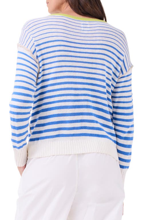 Nic + Zoe Supersoft Striped Up Sweater In Blue Multi