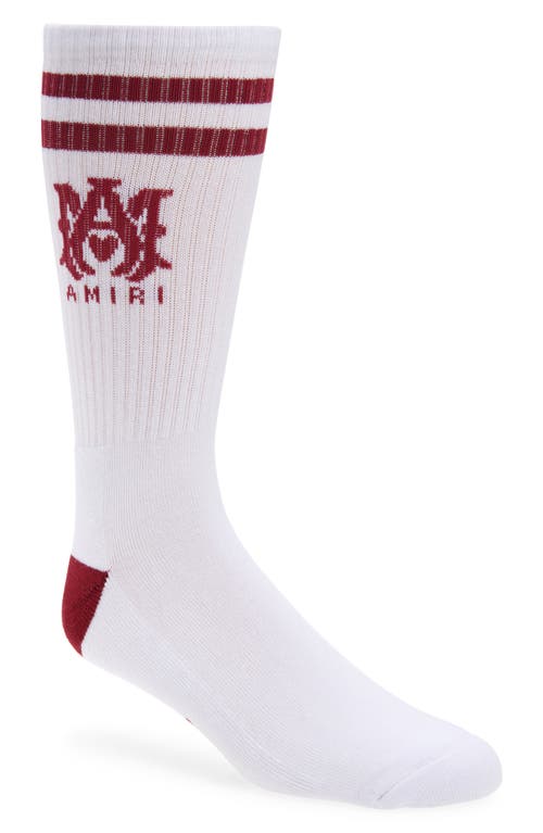 Shop Amiri Ma Stripe Cotton Blend Socks In White Sun Dried Tomato