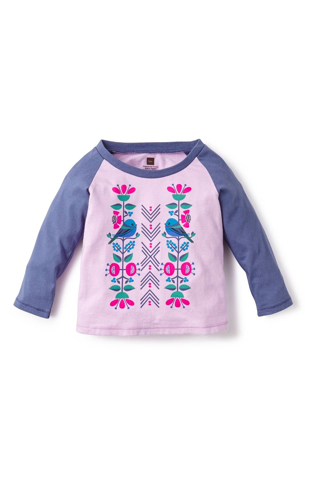 Tea Collection 'Pajarito' Graphic Raglan Sleeve Tee (Baby Girls