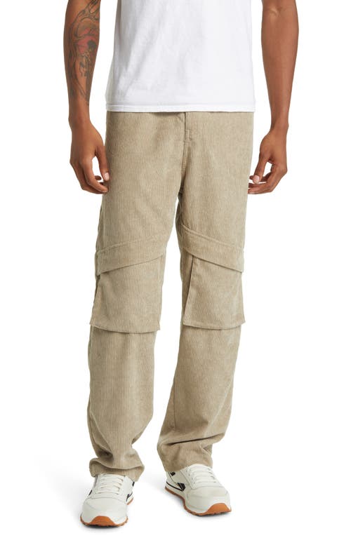 Relaxed Fit Corduroy Cargo Pants in Khaki