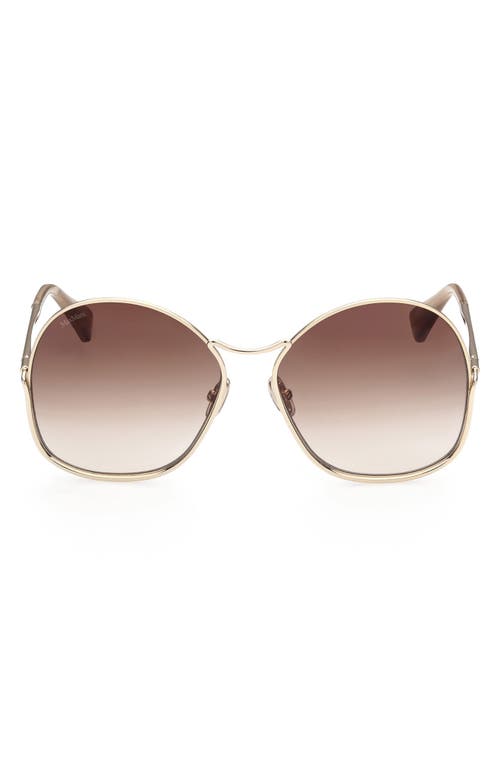 Max Mara 60mm Geometric Sunglasses in Gold /Gradient Brown at Nordstrom