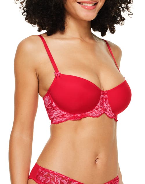 Shop Adore Me Missy Unlined Demi Bra In Dark Red