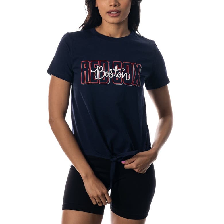 Shop The Wild Collective Navy Boston Red Sox Twist Front T-shirt