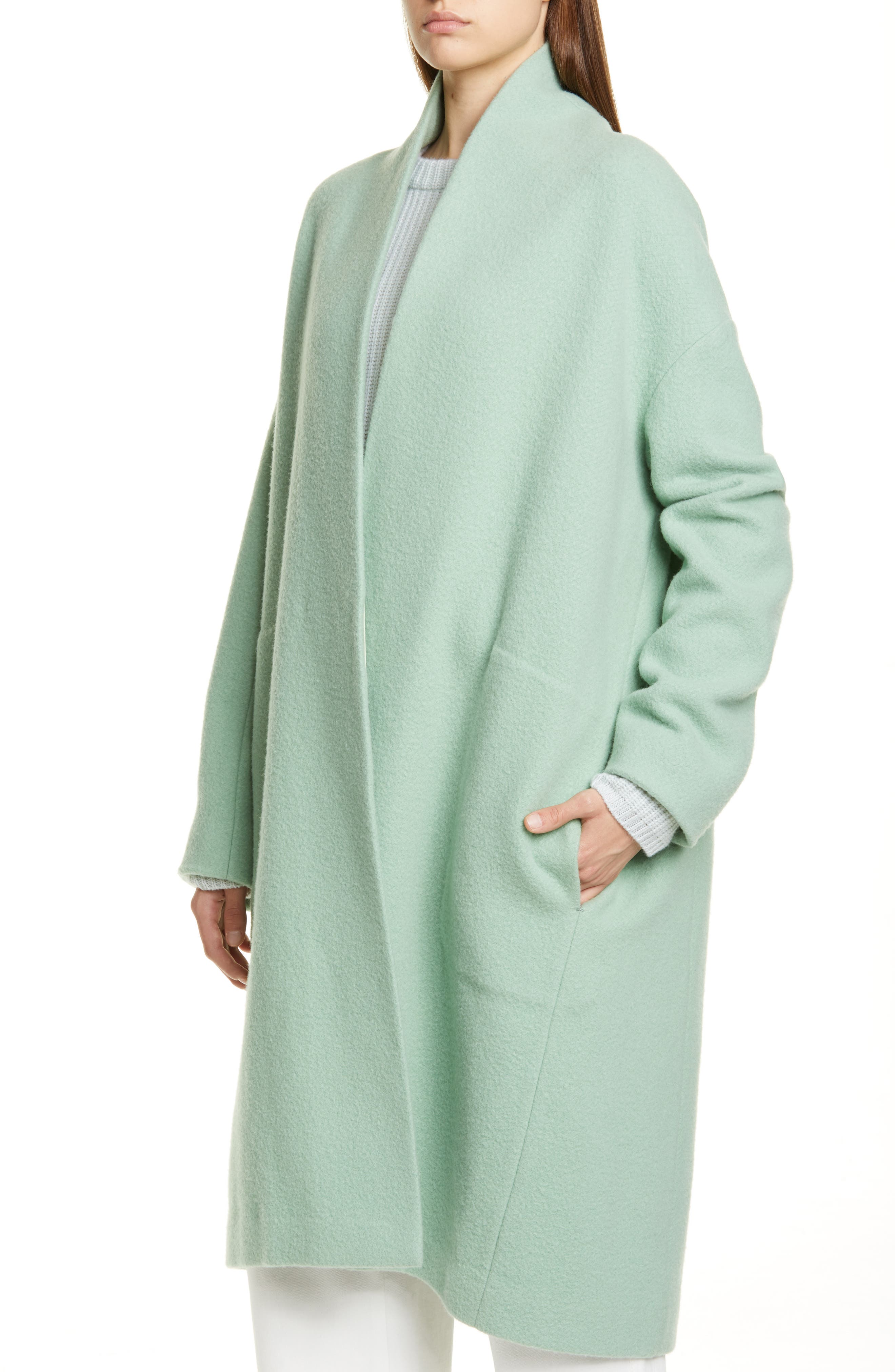 vince collarless wool coat
