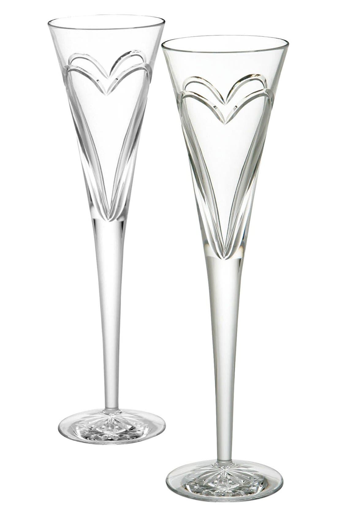 Waterford 'Wishes Love & Romance' Lead Crystal Champagne Flutes (Set of