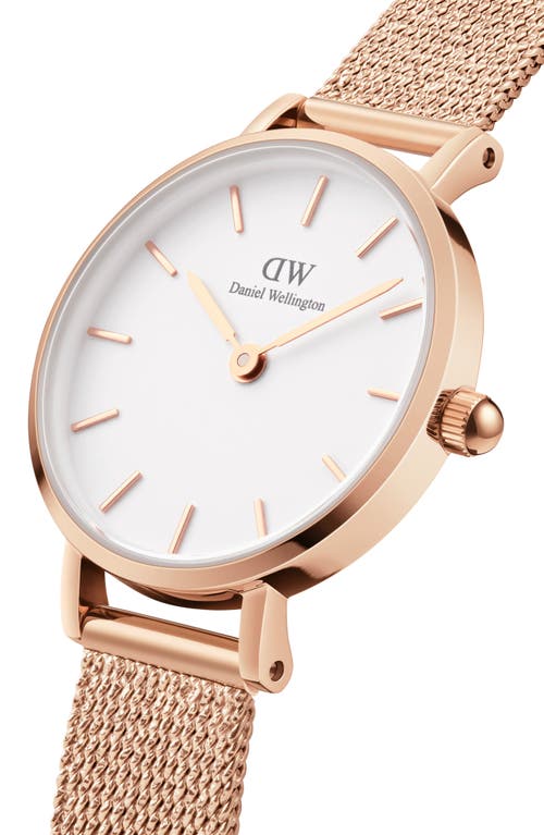 Daniel Wellington Melrose Mesh Strap Watch, 24mm In Rose Gold/white