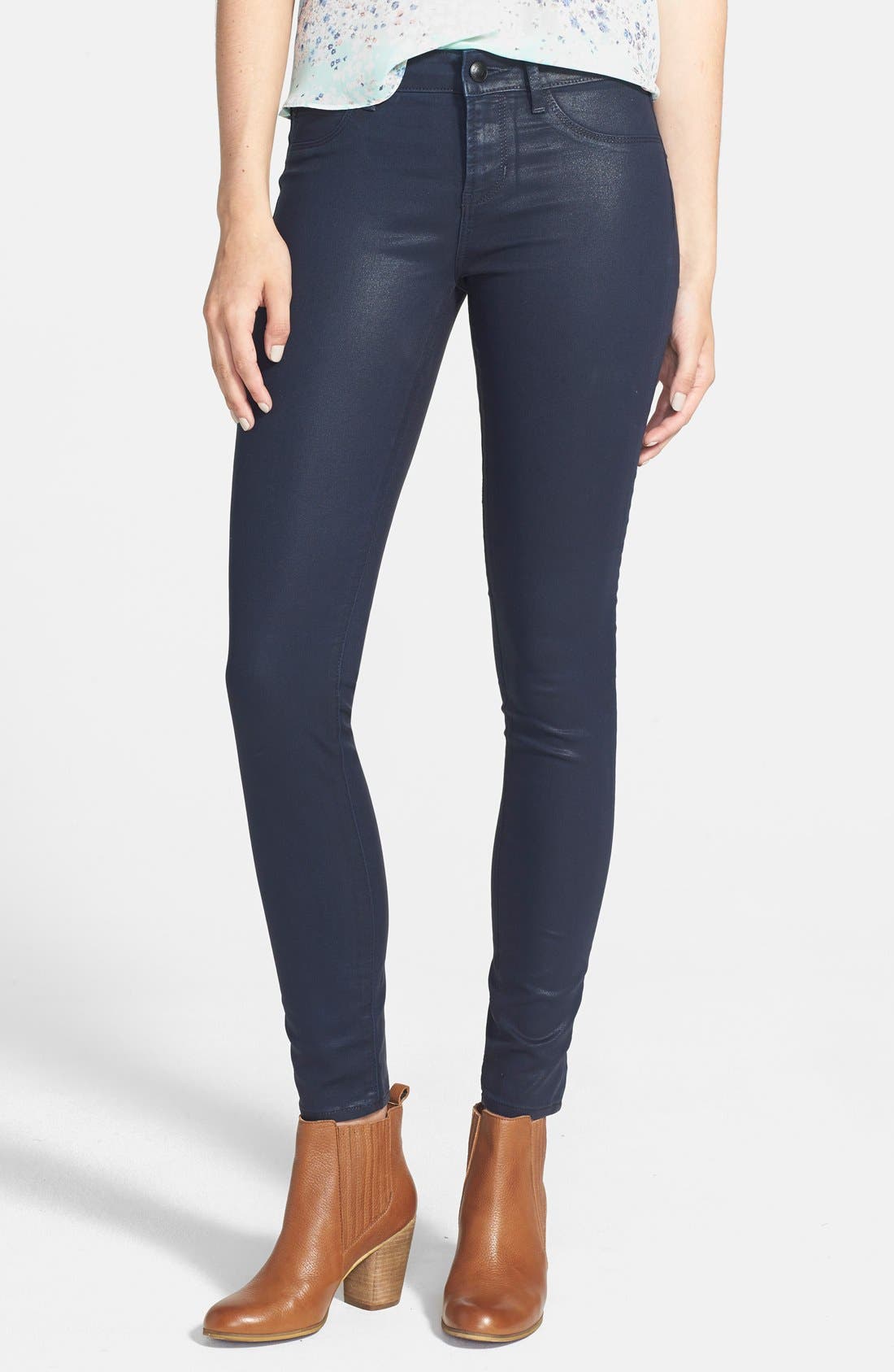Articles of Society 'Mya' Coated Skinny Jeans (Dark Blue) Nordstrom