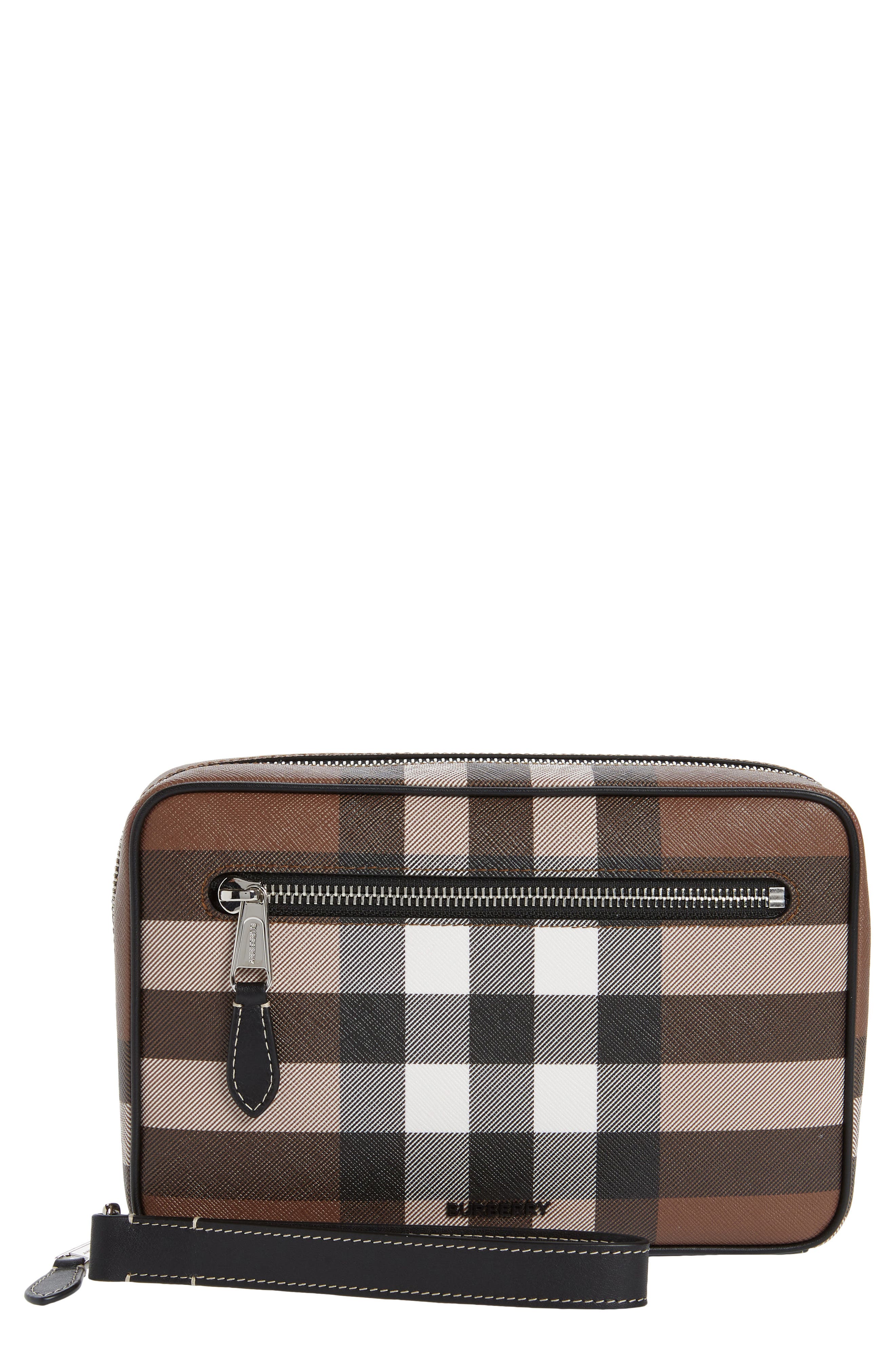 Burberry Finster Check Pouch in Dark Birch Brown at Nordstrom
