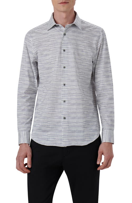 Bugatchi James OoohCotton Grid Print Button-Up Shirt Zinc at Nordstrom,