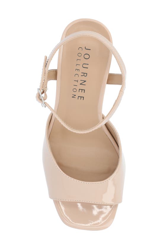 Shop Journee Collection Ziarre Patent Block Heel Sandal In Nude