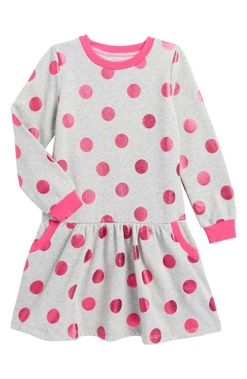 MINI BODEN MINI BODEN KIDS' POLKA DOT PRINT LONG SLEEVE FRENCH TERRY SWEATSHIRT DRESS 