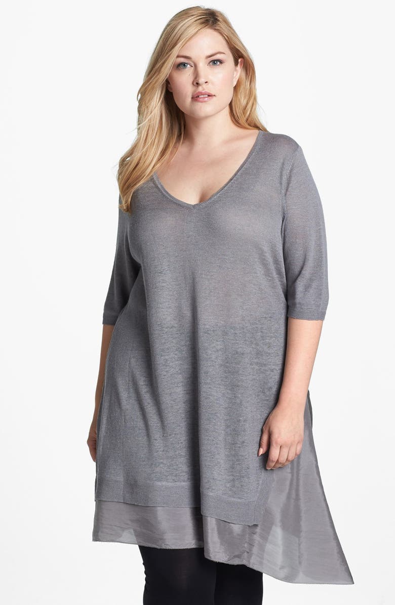 Eileen Fisher Linen & Silk Tunic Dress (Plus Size) | Nordstrom