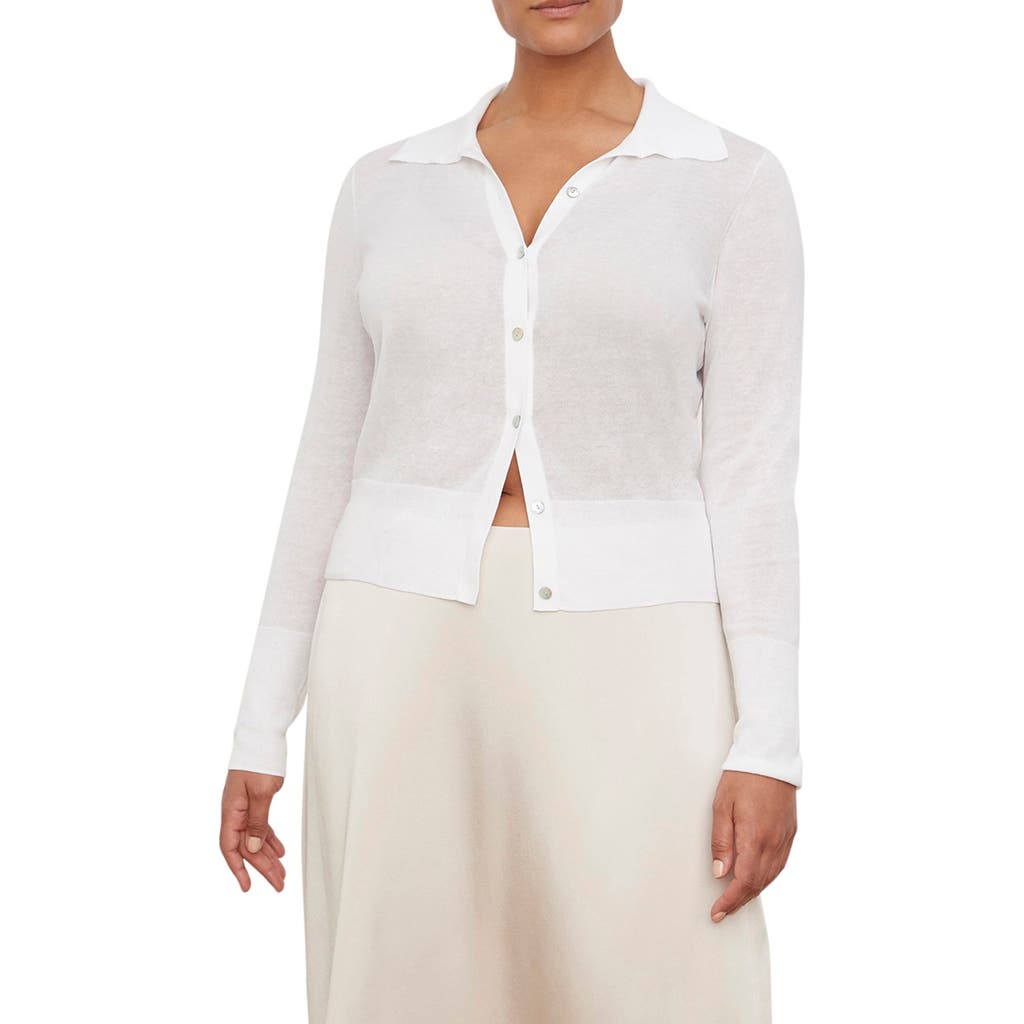 Vince Plus Collard Button Shirt In Optic White