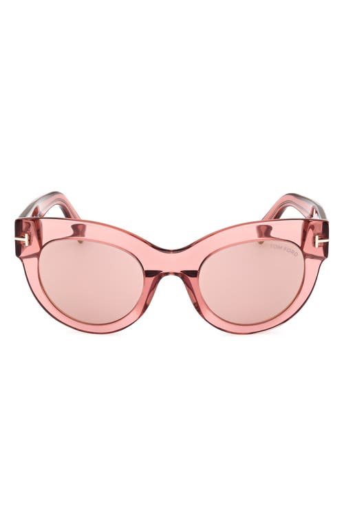 TOM FORD Lucilla 51mm Gradient Cat Eye Sunglasses in Shiny Rose /Pink Gold at Nordstrom
