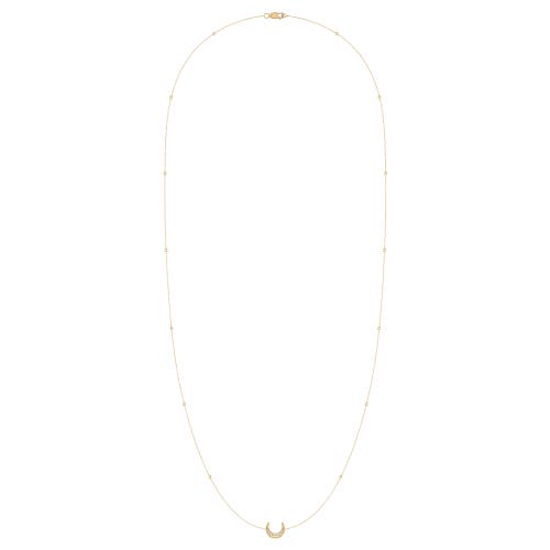 Luvmyjewelry Midnight Crescent Layered Sterling Silver Diamond Necklace In 14kt Gold Vermeil On Sterling